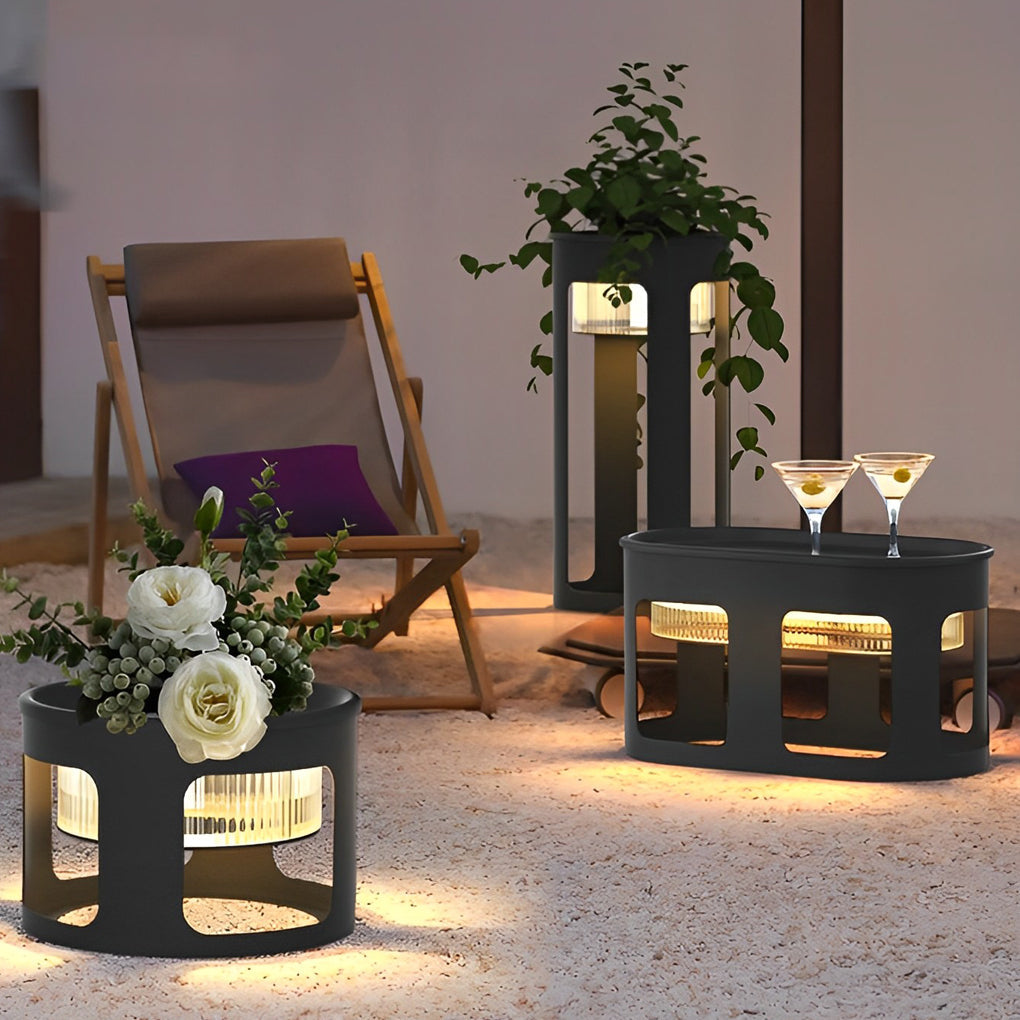 Solar-Powered LED Outdoor Table Lamp with Under-Table Glow
