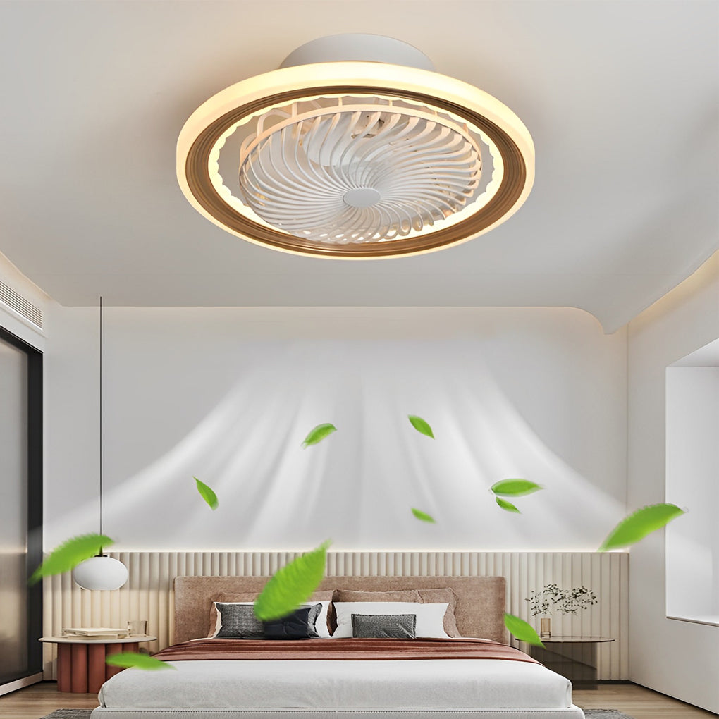Modern Bladeless Ceiling Fan Light with Dimmable LED