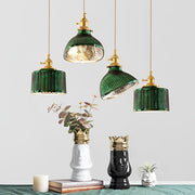 Green Glass Pendant Light with Copper Fittings – Nordic Retro