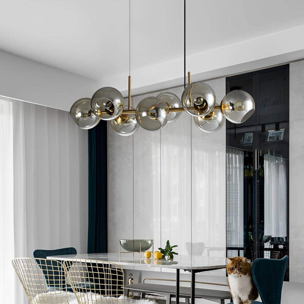 8-Light Glass Shade LED Chandelier Modern Dining Room Fixture