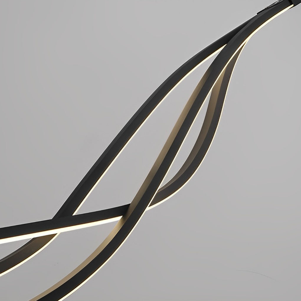 Modern Wave Linear Dimmable LED Pendant Light with Remote