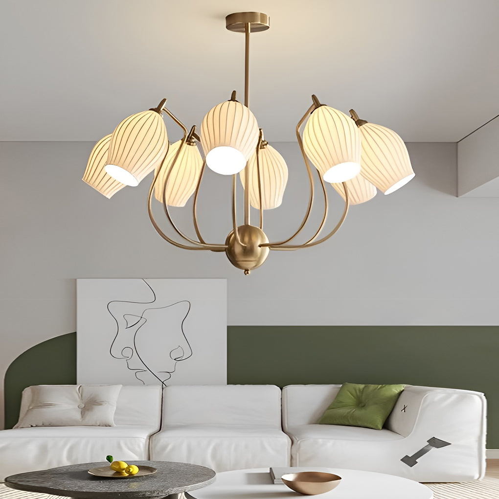 Ceramic Flower Chandelier – Modern Warm White Ceiling Light
