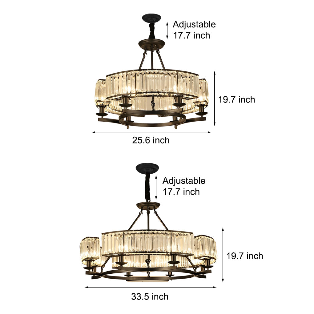 Modern Crystal Chandelier with Three-Step Dimming & Metal Frame