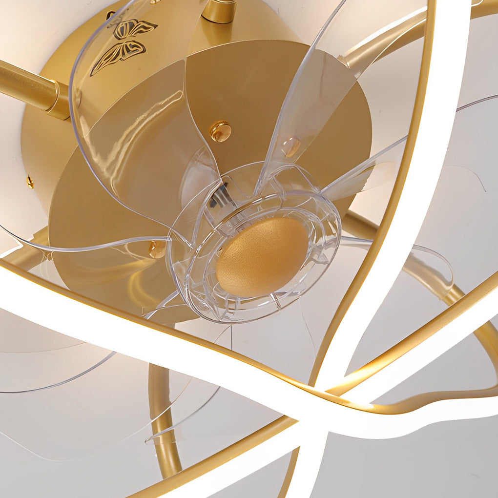 Flower Cage Dimmable Bladeless Ceiling Fan Light with LED
