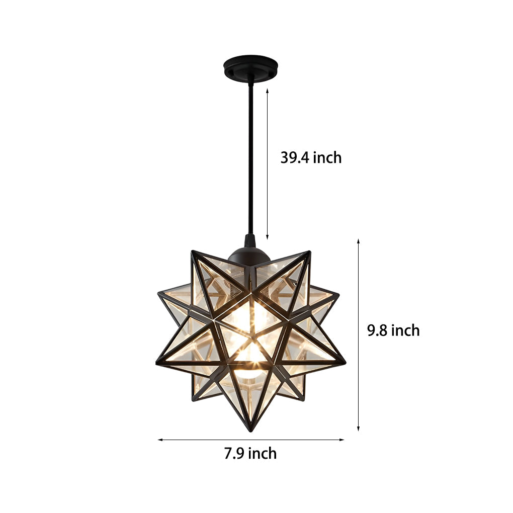 Star Pendant Light | Modern 3-Step Dimming | Glass & Iron Finish