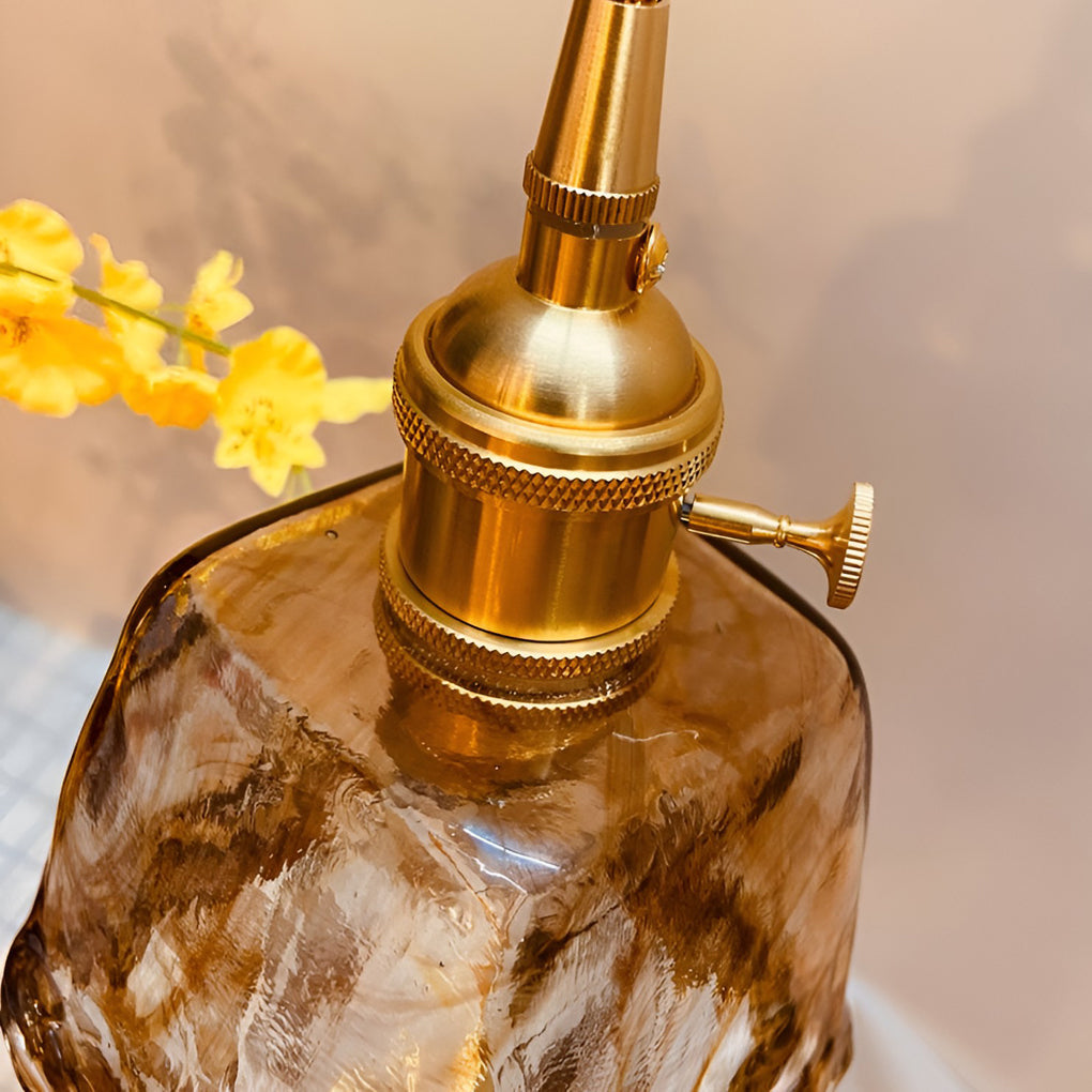 Modern Glass Pendant Light with Electroplated Metal Finish