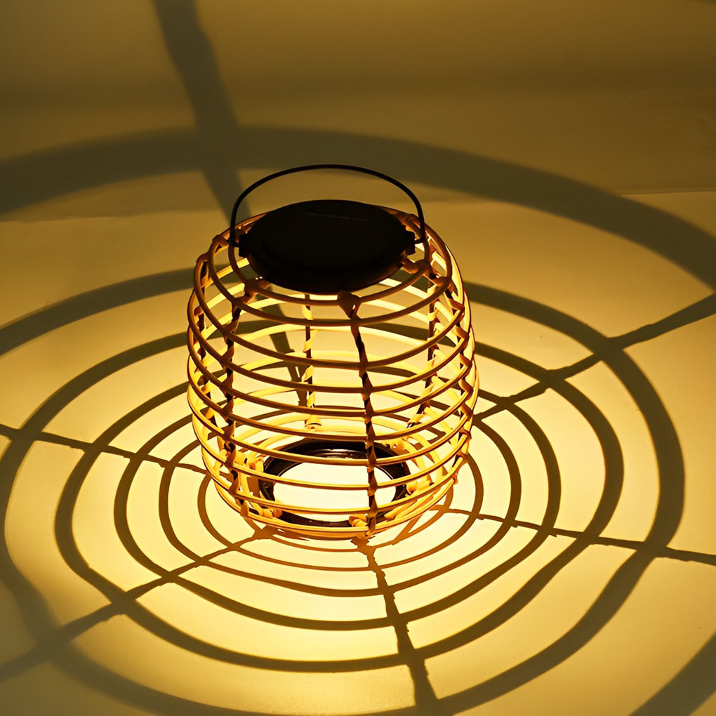 Rattan Solar Lantern Waterproof LED Garden Lawn Light