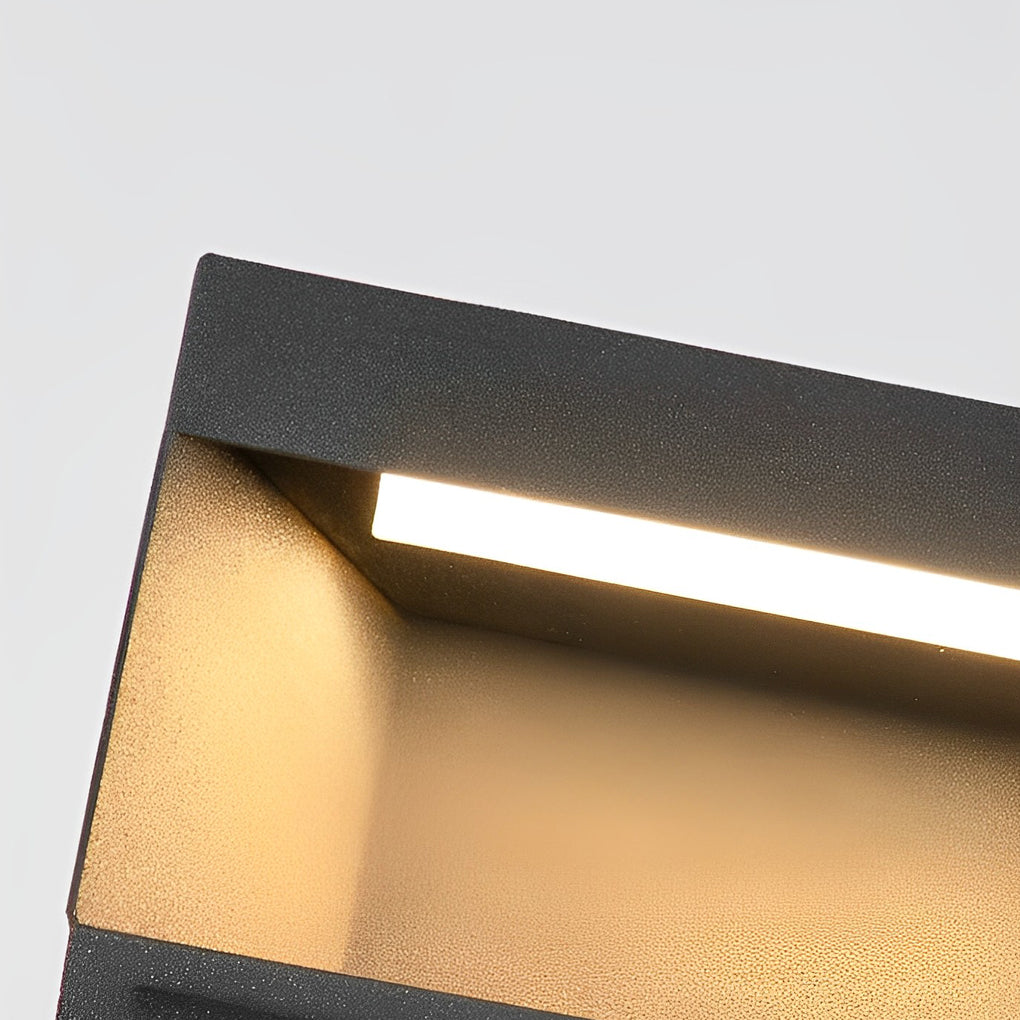 Modern Square LED Outdoor Pier Mount Post Light Black Steel Glass