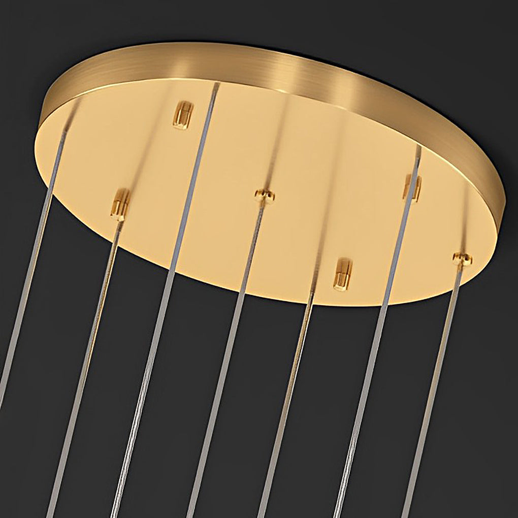 Crystal Brass Staircase Chandelier with Three-Step Dimming