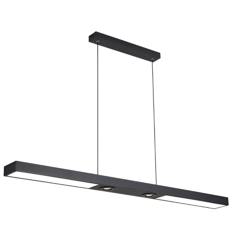 Linear LED Black Ceiling Light with Adjustable Spotlights