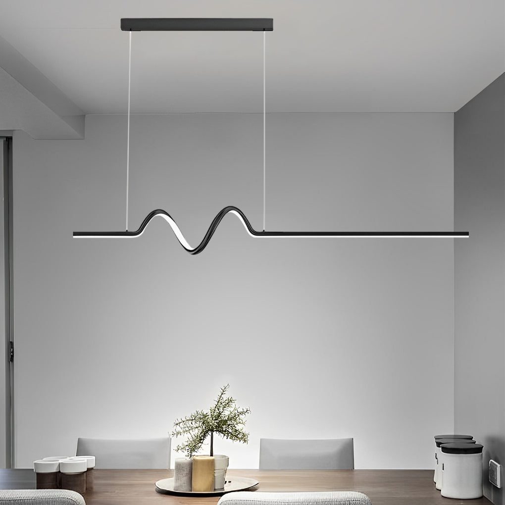 Modern Wavy LED Pendant Light with Stepless Dimming & Remote