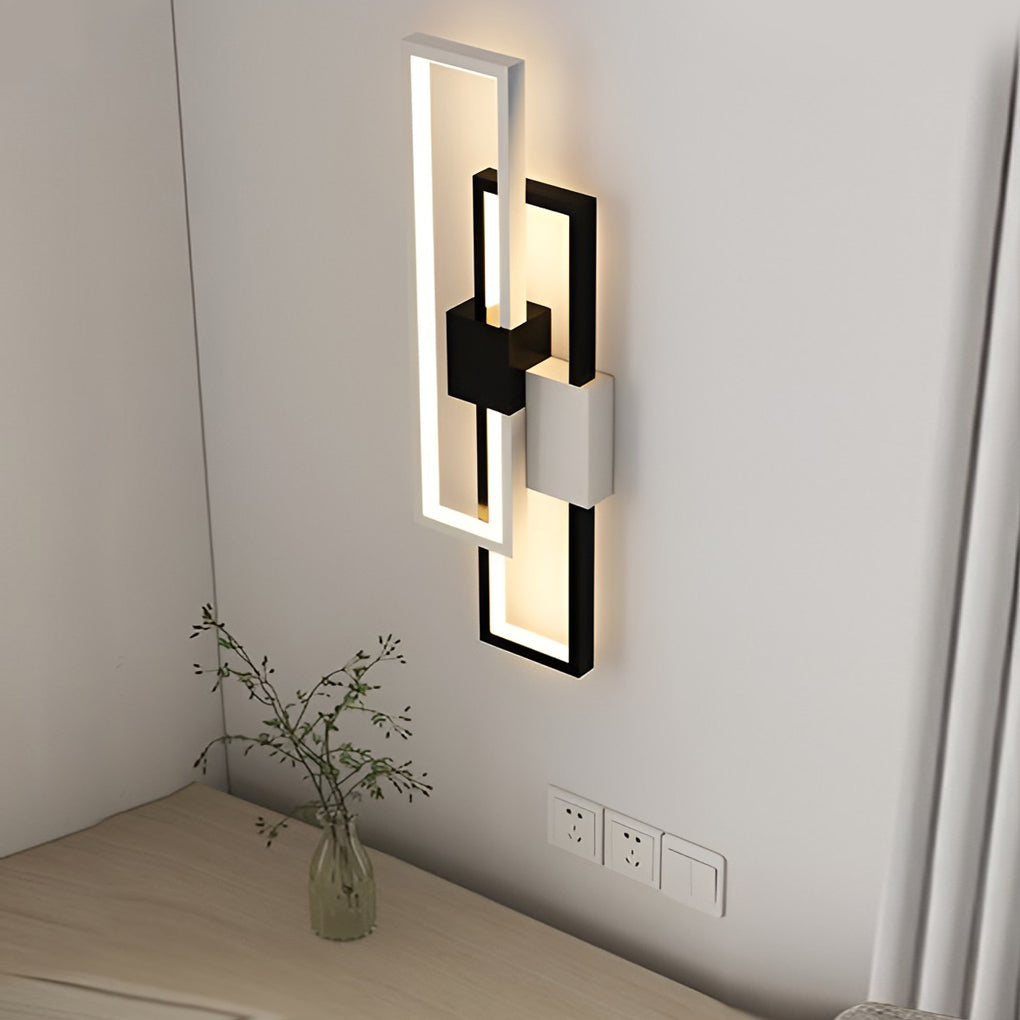 Modern Rectangular LED Wall Sconce with Three-Color Lighting