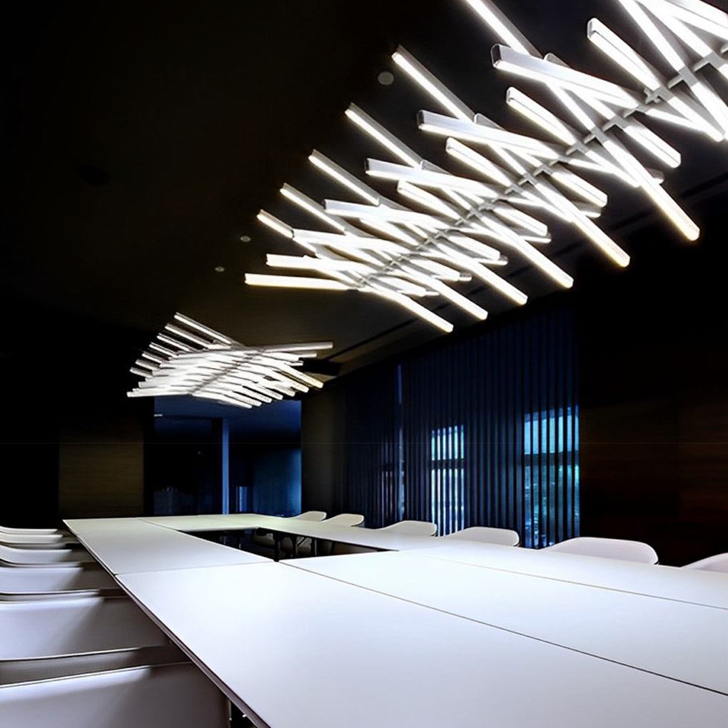 Modern Fishbone Wave LED Chandelier with Dimmable Remote Control