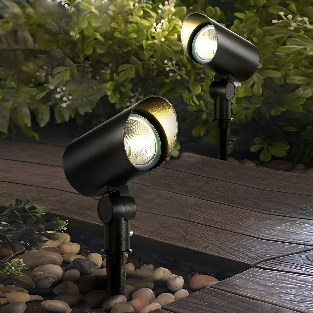 Modern Black Aluminum LED Outdoor Spotlight for Lawns & Gardens