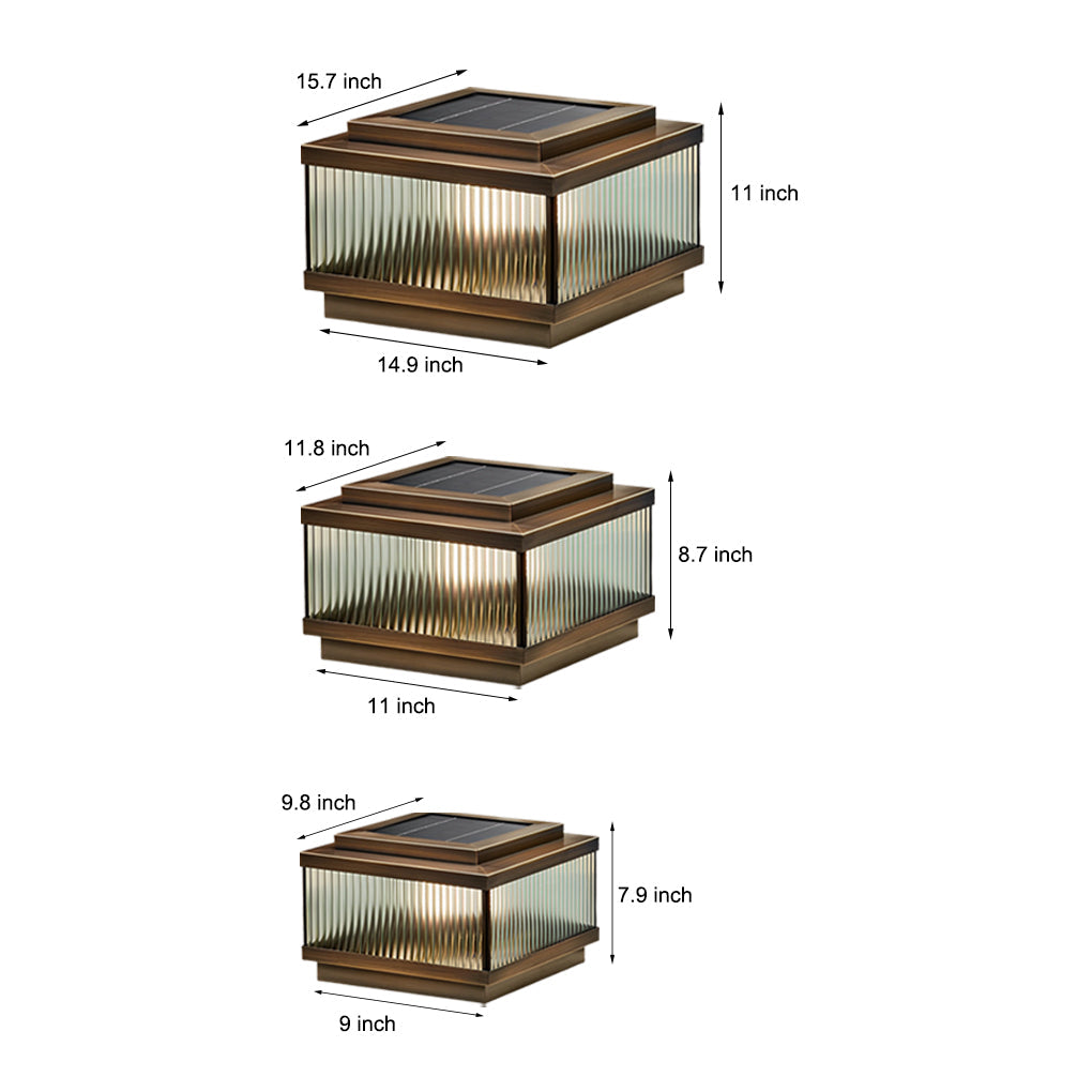 Modern Solar Fence Post Light - Copper & Glass Outdoor Lighting