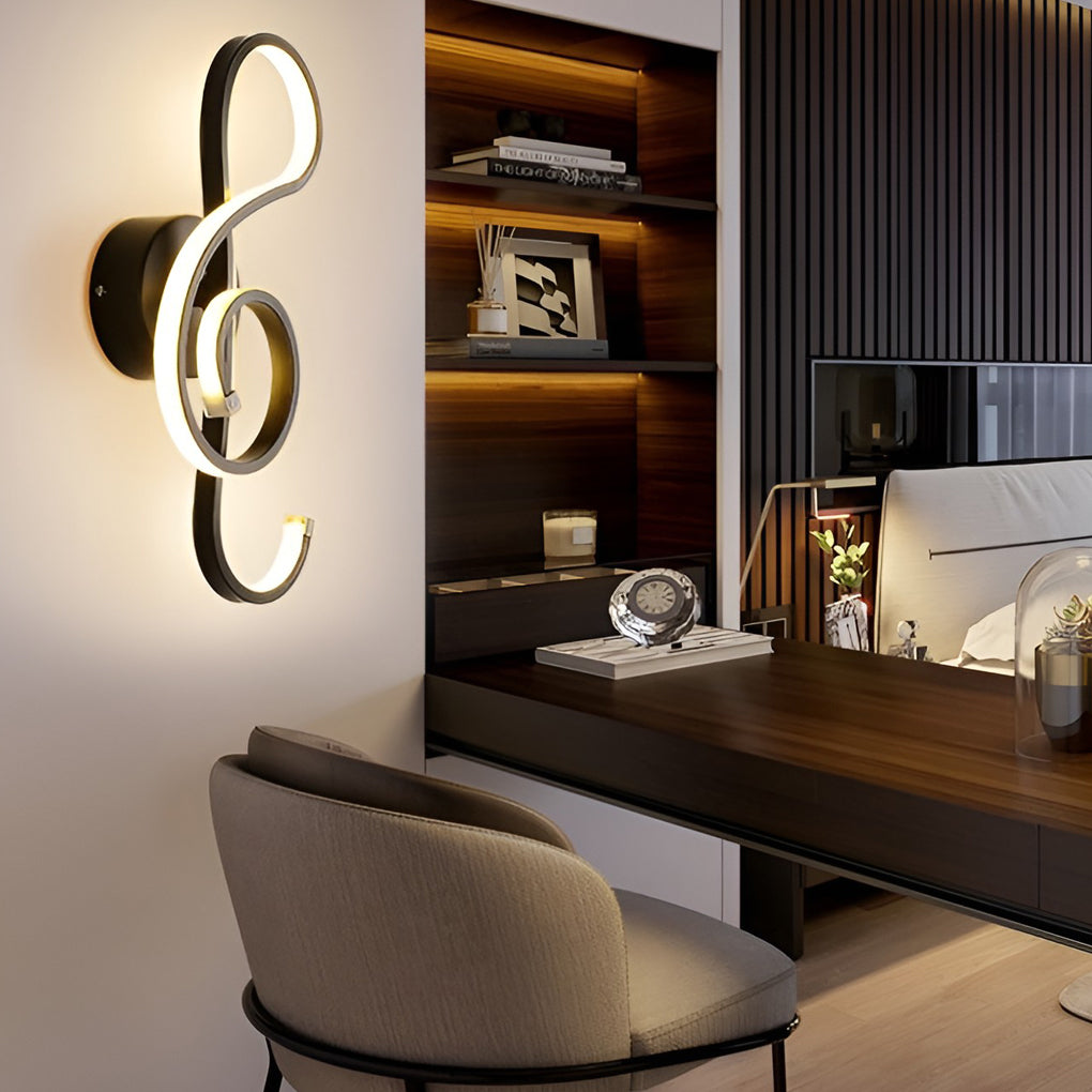 Musical Note LED Wall Sconce - Modern Electroplated Aluminum
