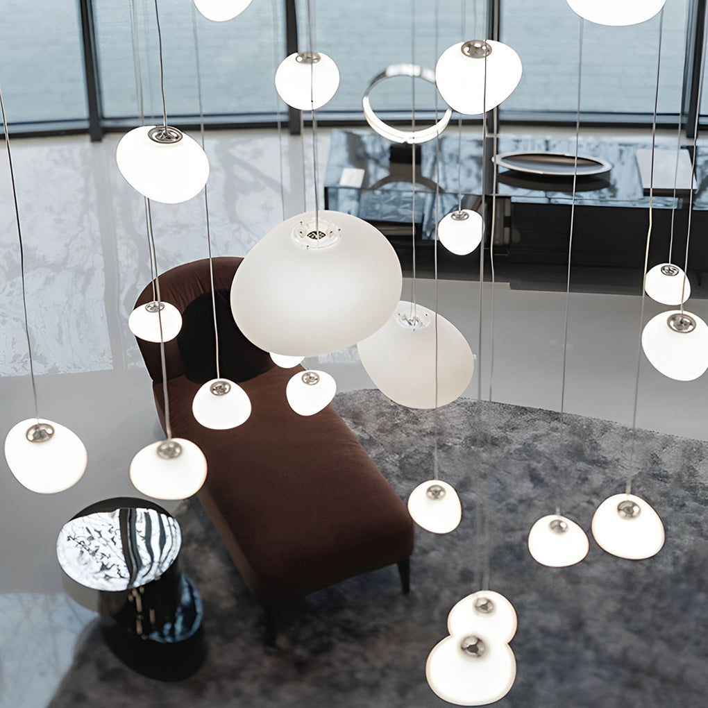 Modern Glass Globe LED Pendant Light White Spherical Hanging Lamp