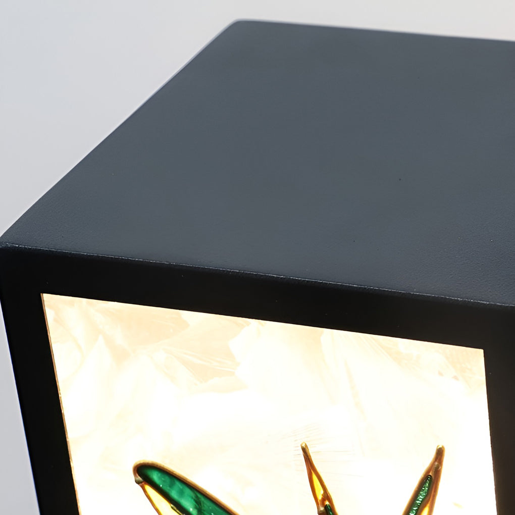 Vintage Square Solar LED Path Light with Floral Acrylic Shade