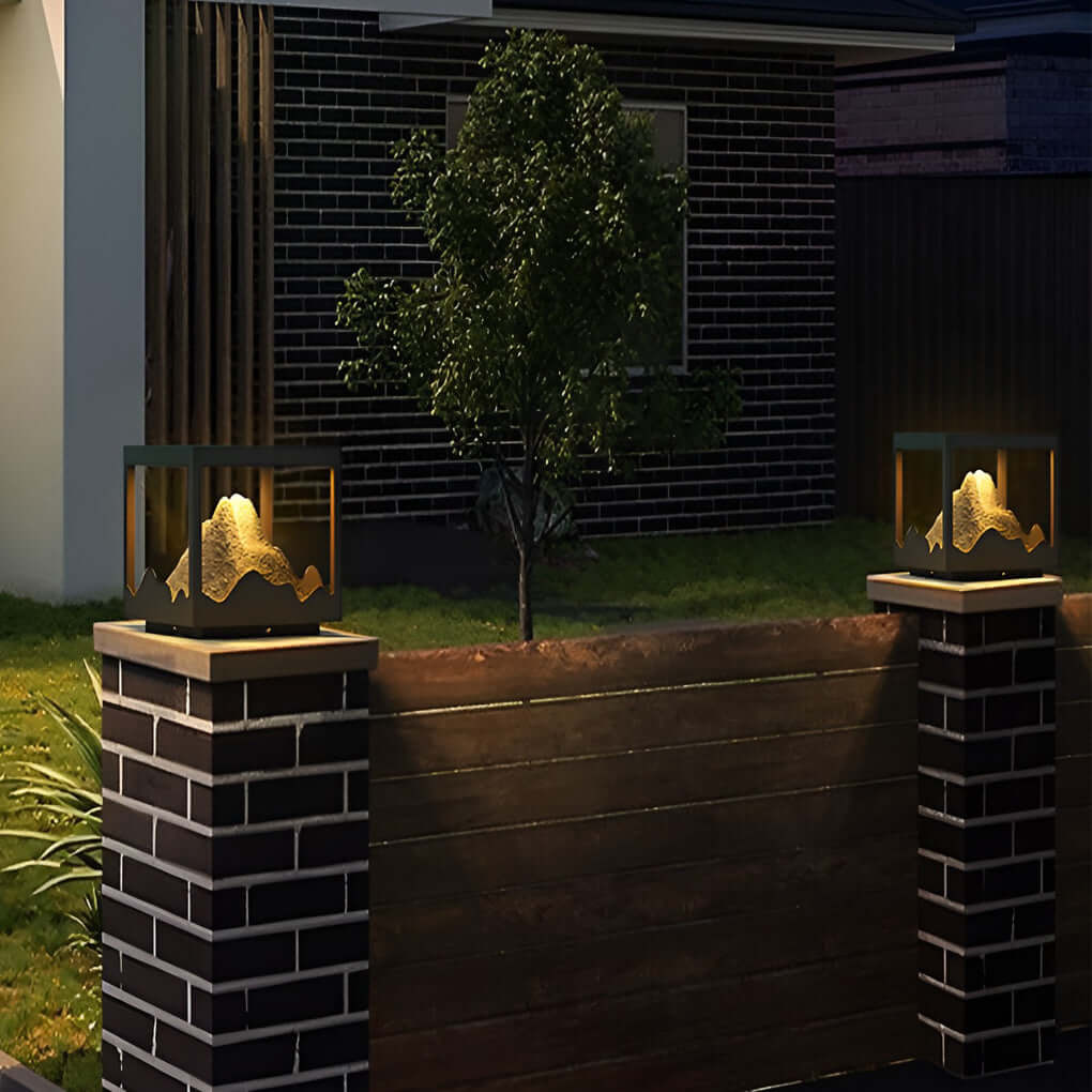 Solar Outdoor Mountain Landscape Post Light Waterproof LED Column