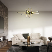 Modern Glass Tube LED Chandelier with Aluminum Frame