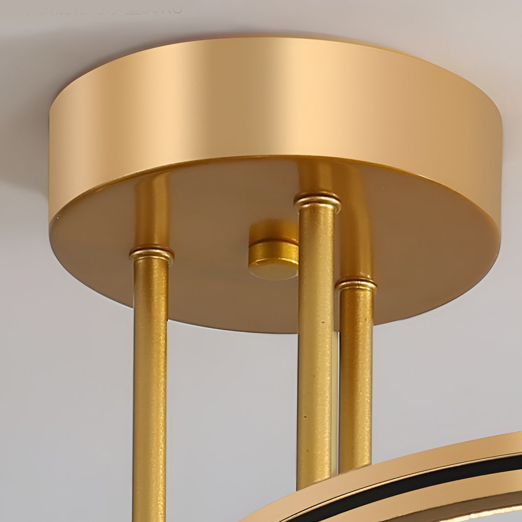 Modern 3-Ring Chandelier with Gold Finish and Acrylic Diffuser