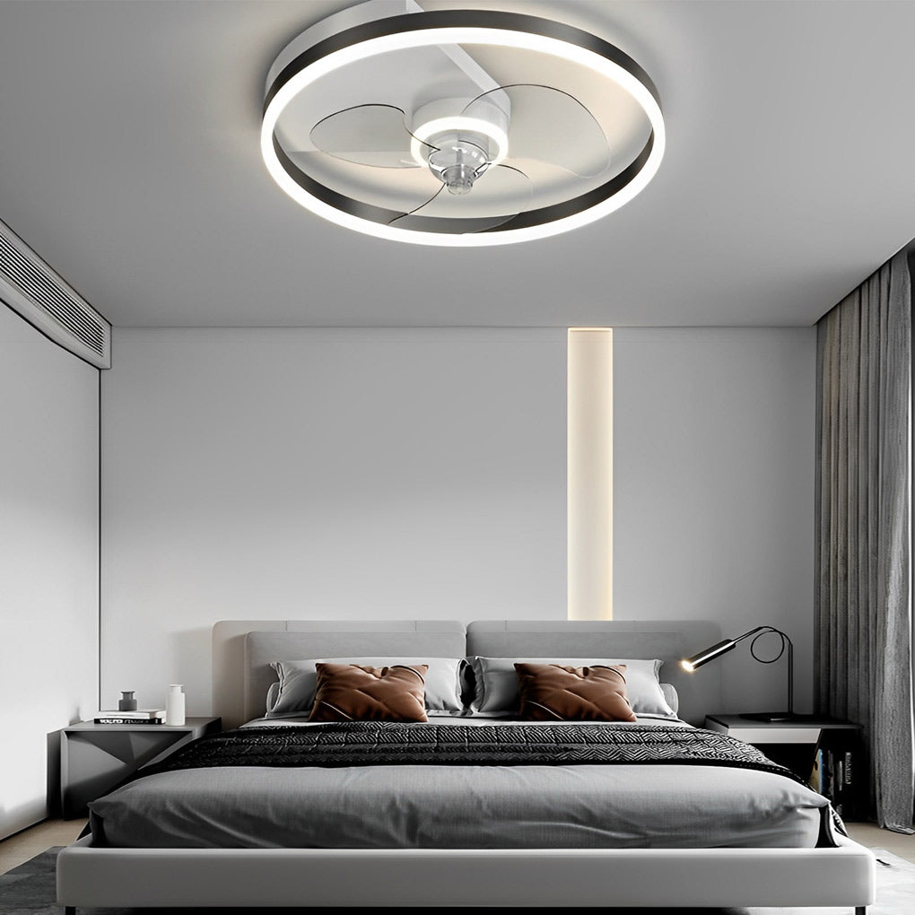 Modern Bladeless Ceiling Fan with LED Light - Silent Smart Control