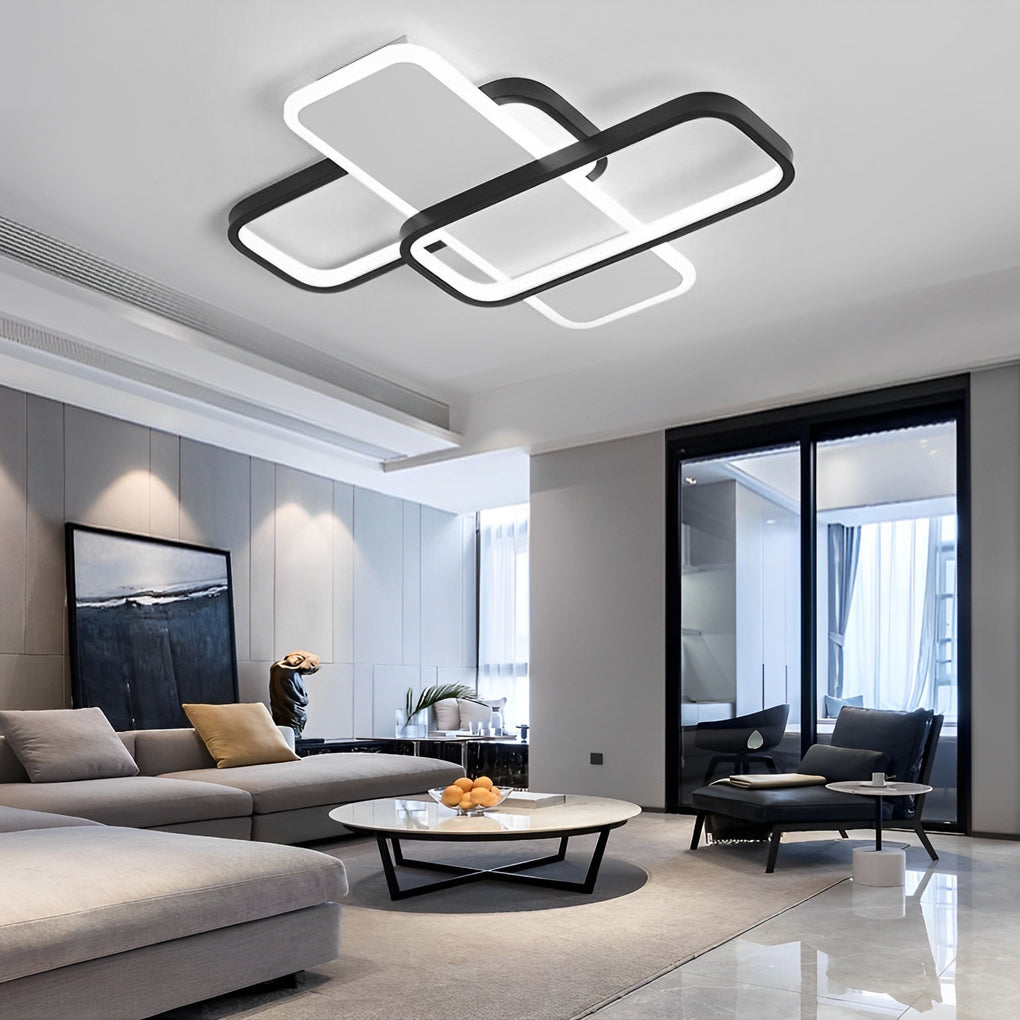 Modern Square Overlapping LED Ceiling Light with Stepless Dimming