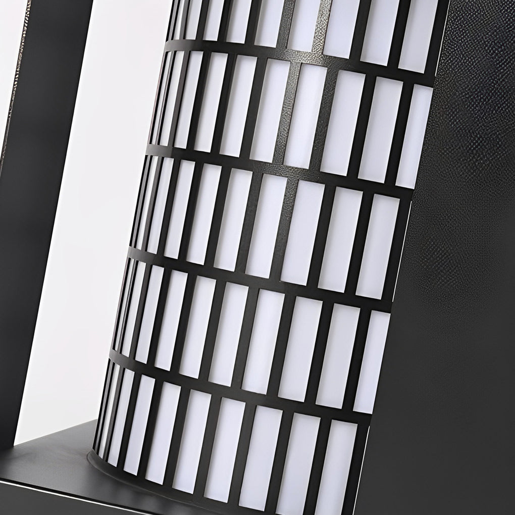 Lattice Panel Cylinder LED Outdoor Landscape Light in Black