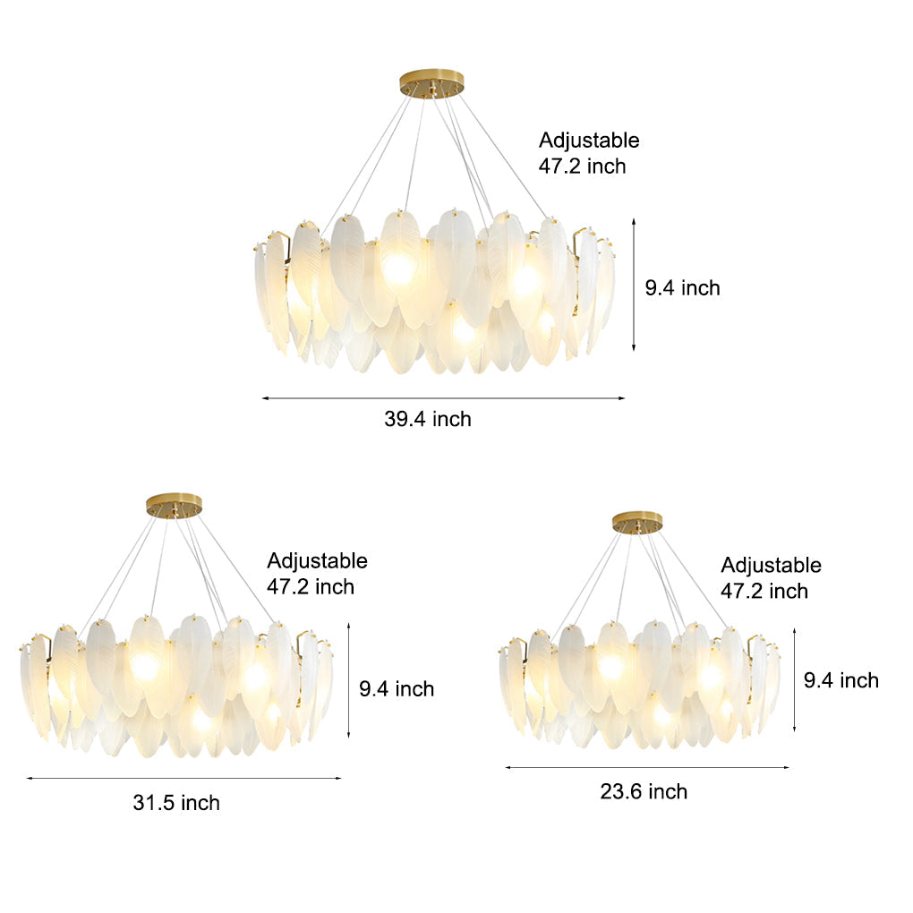 Glass Feather Post-Modern Chandelier with Three-Step Dimming