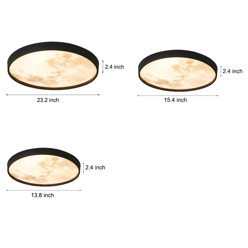 Modern Moon LED Flush Mount Ceiling Light with 3-Step Dimming