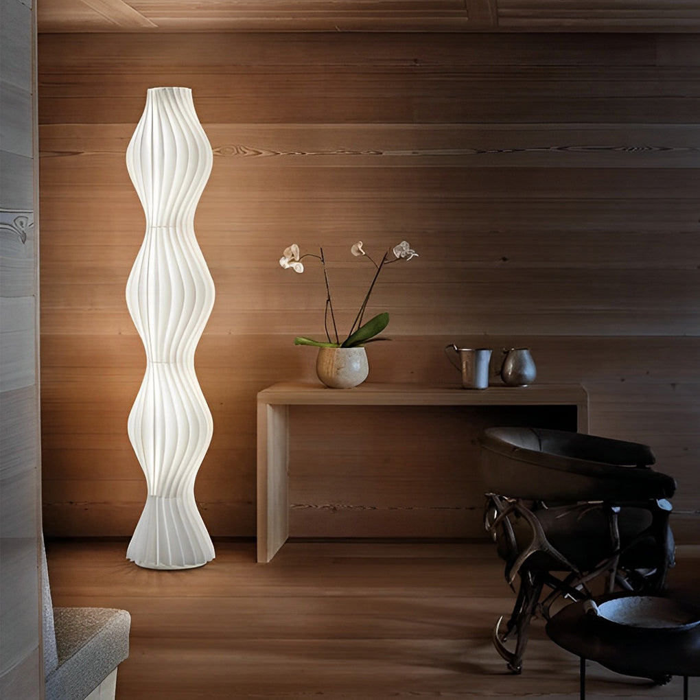 Modern Coastal Wavy Acrylic LED Floor Lamp White 68"