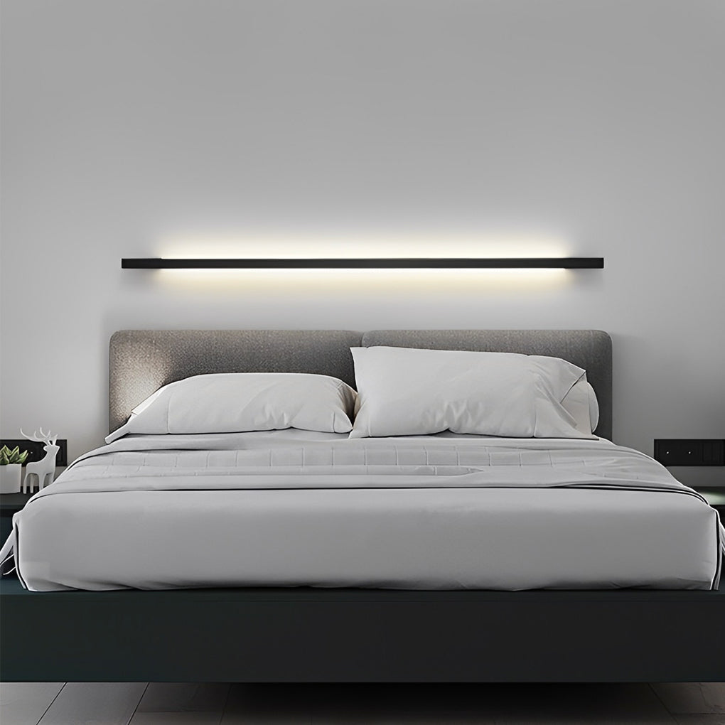 Minimalist LED Strip Wall Light with 3-Step Dimming - Black Iron