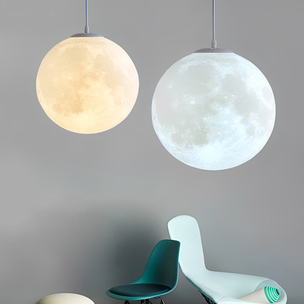 3D Moon Pendant Light Modern Nordic Spherical Hanging Lamp