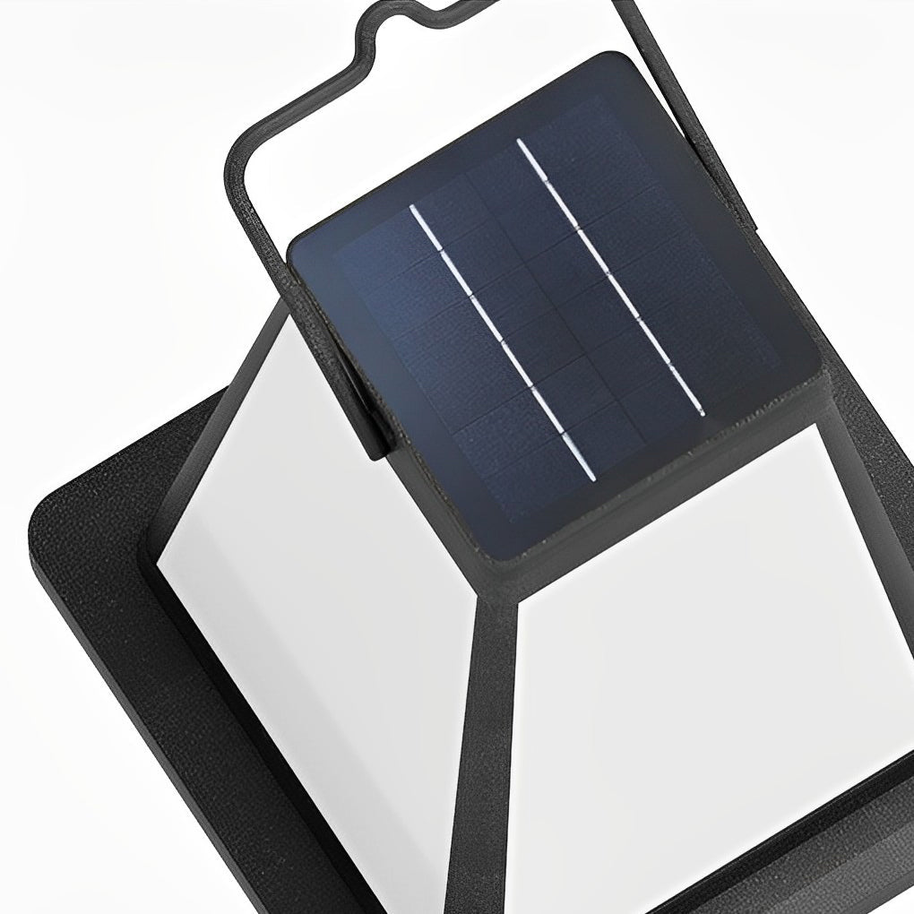 Modern Square Solar LED Outdoor Lantern with Handle - Waterproof