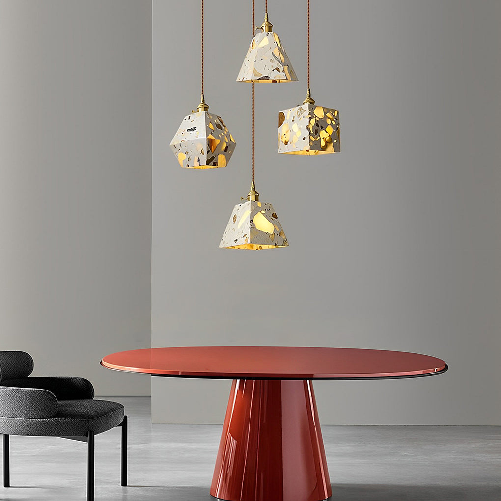 Modern Terrazzo Concrete Pendant Light with Copper Accent