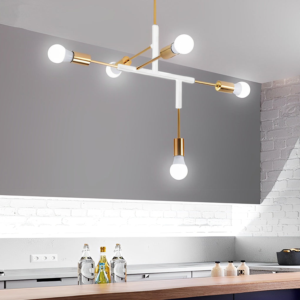 5-Light Branch Modern Chandelier – Electroplated Iron Ceiling Light