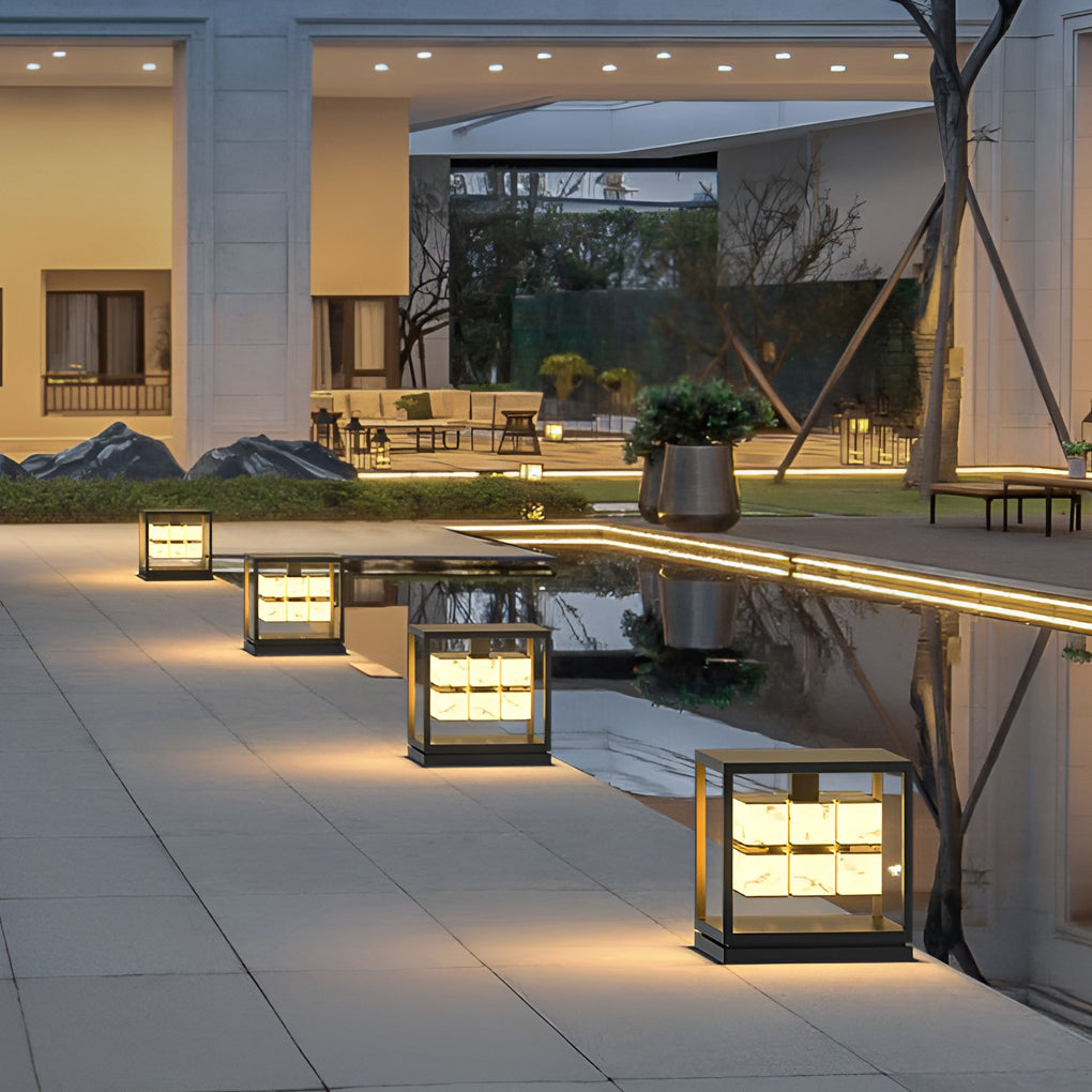 Square Solar LED Outdoor Post Cap Light - Waterproof Deck Pillar