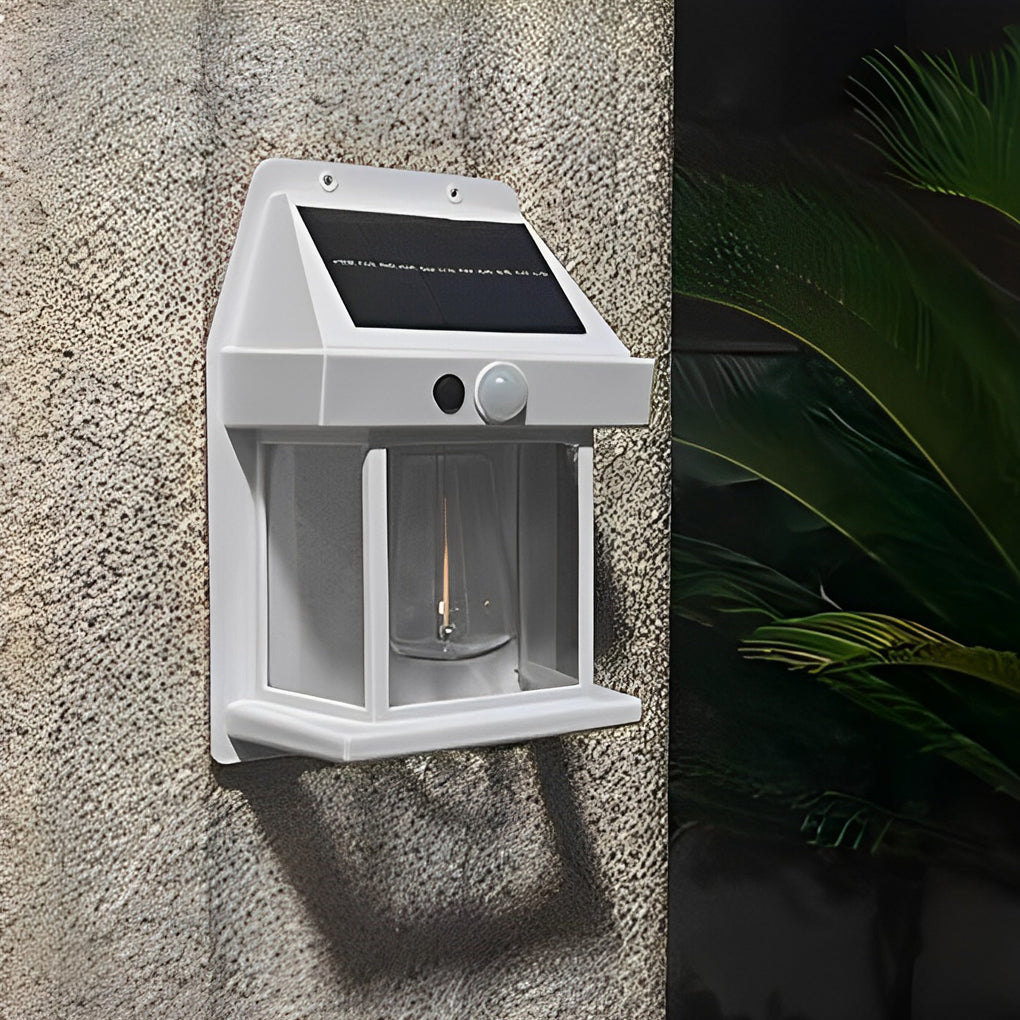 Solar Motion Sensor Wall Lantern with Tungsten Bulb