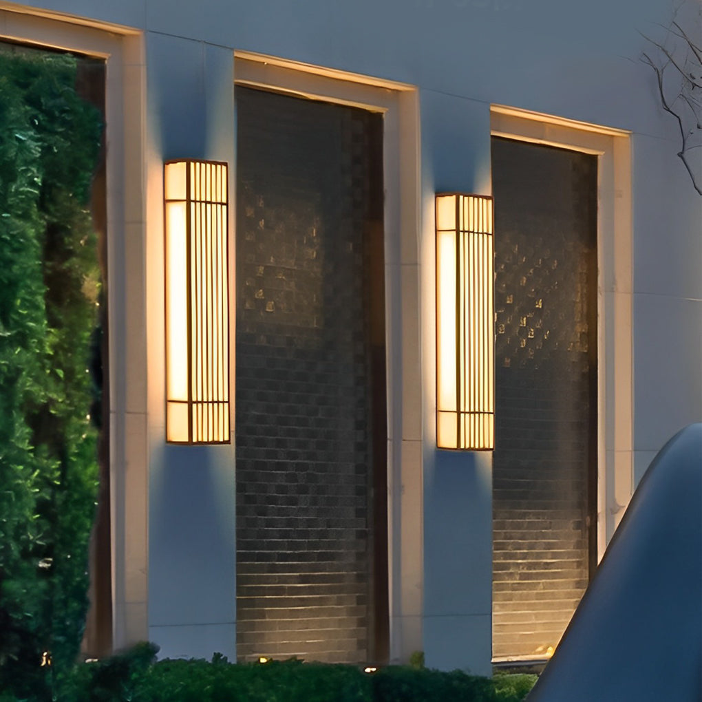 Industrial Vertical Stripe LED Outdoor Wall Lamp – Brown