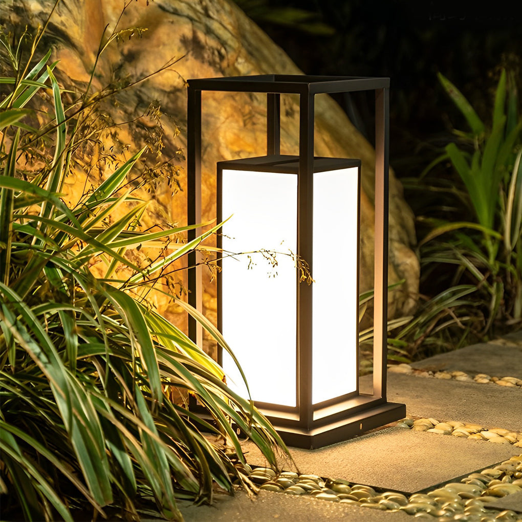 Modern Solar Fence Post Light - Stainless Steel Outdoor Pillar Lamp