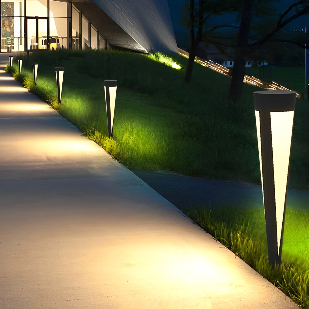 Modern Gray Solar LED Lawn Light Waterproof Aluminum Outdoor