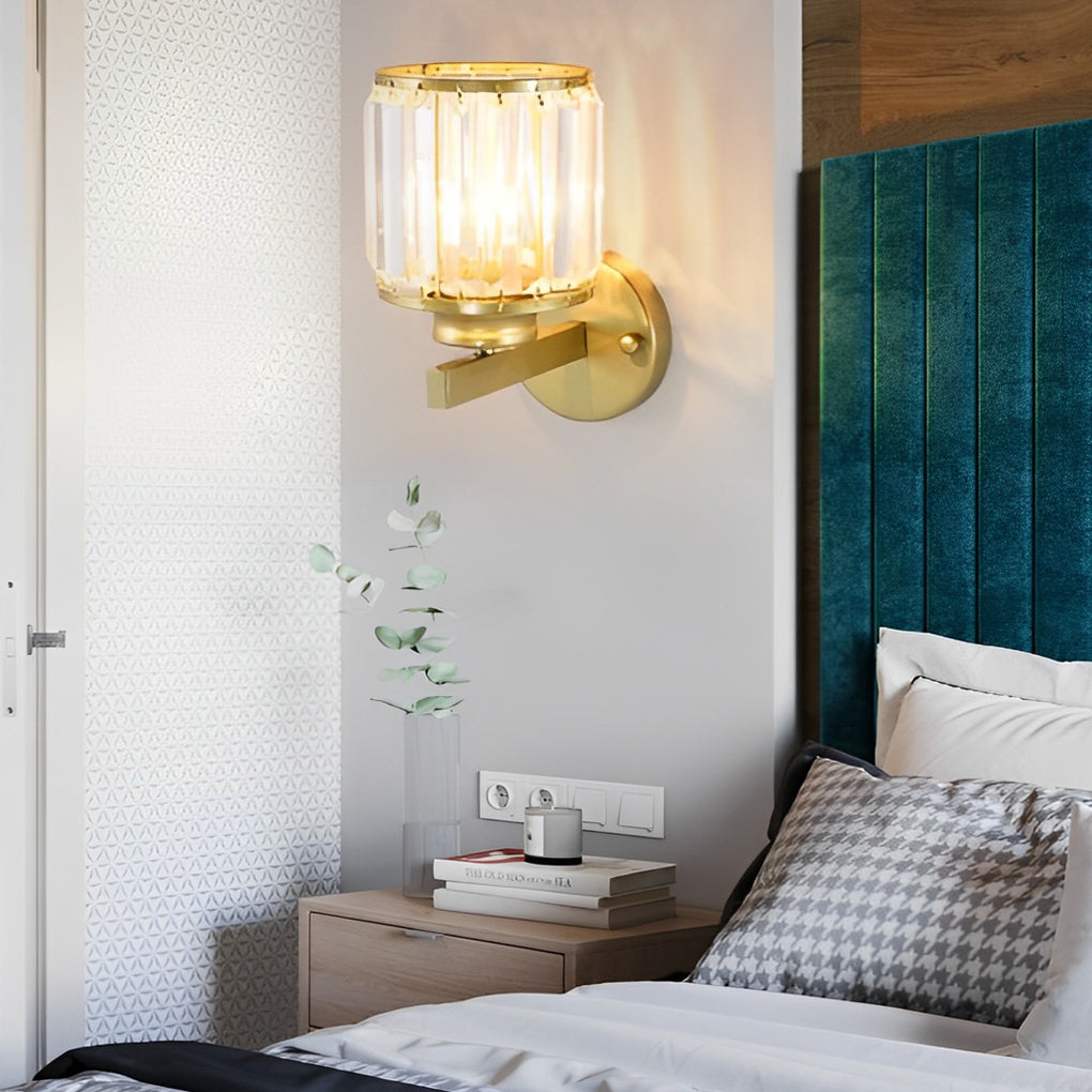 Modern Crystal Glass Wall Sconce with Rotating Shade