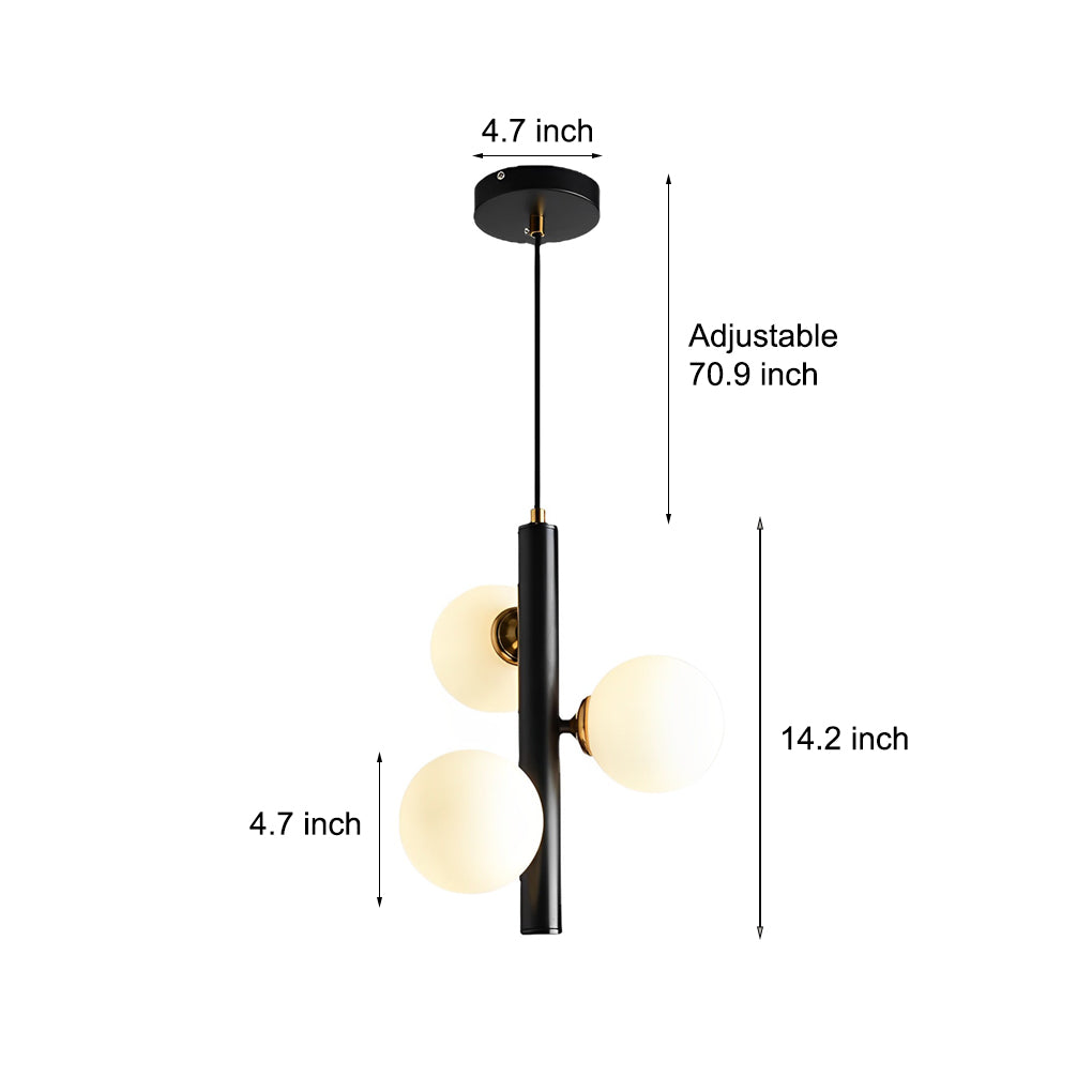 Modern Glass Ball Pendant Light - 3-Light Dining Room Chandelier