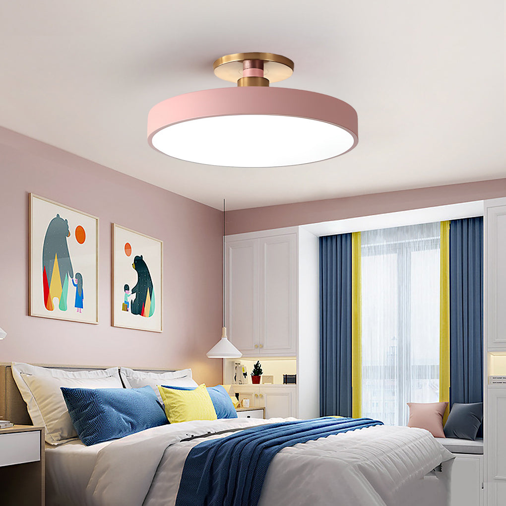 Modern Circular LED Semi-Flush Mount Ceiling Light