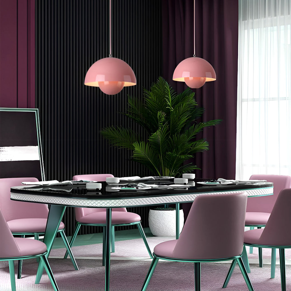 Mushroom Pendant Light – Metal Dome Shade with Warm Glow