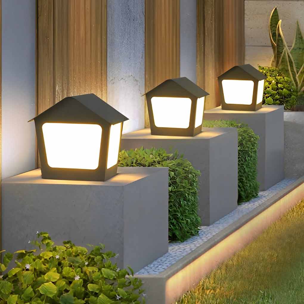 Modern Cottage Solar Fence Post Light - Stainless Steel Black