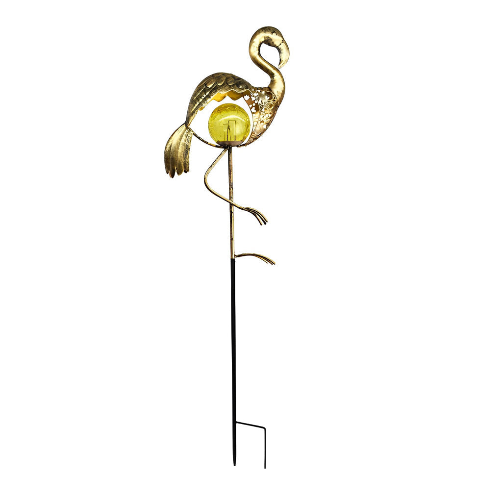 Solar Garden Stake Light with Hollow Iron Frame & Glass Globe
