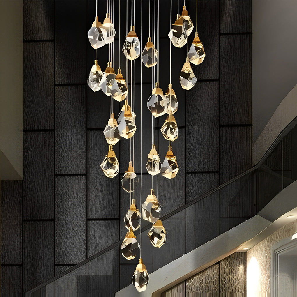 Spiral Crystal Staircase Chandelier Modern Electroplated Gold