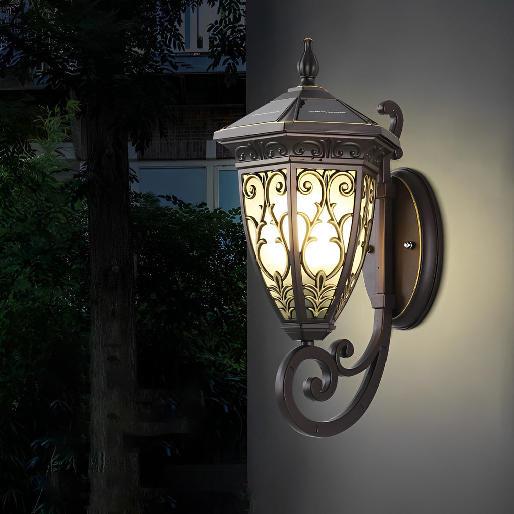 Solar Flower Pattern Outdoor Wall Lamp with Remote Control