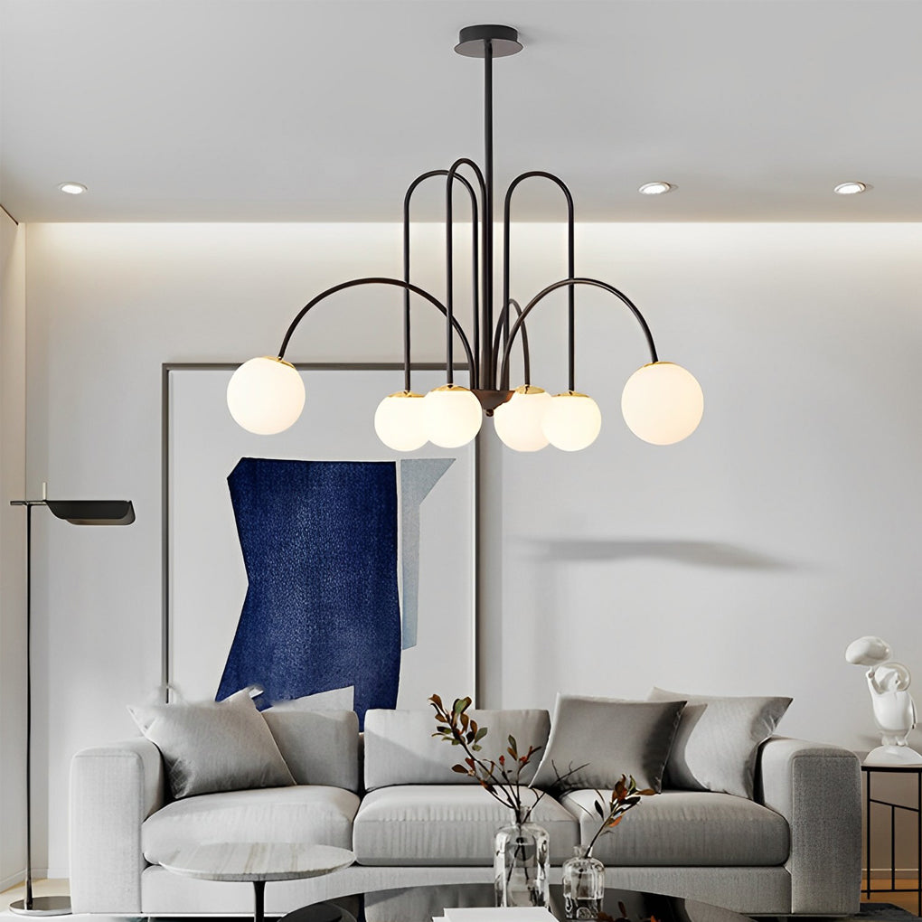 Modern Glass Iron Chandelier 6/8 Lights Nordic Design Ceiling Light